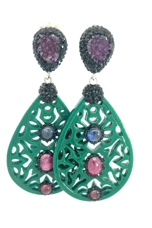 Green Teardrop Gemstone Earring
