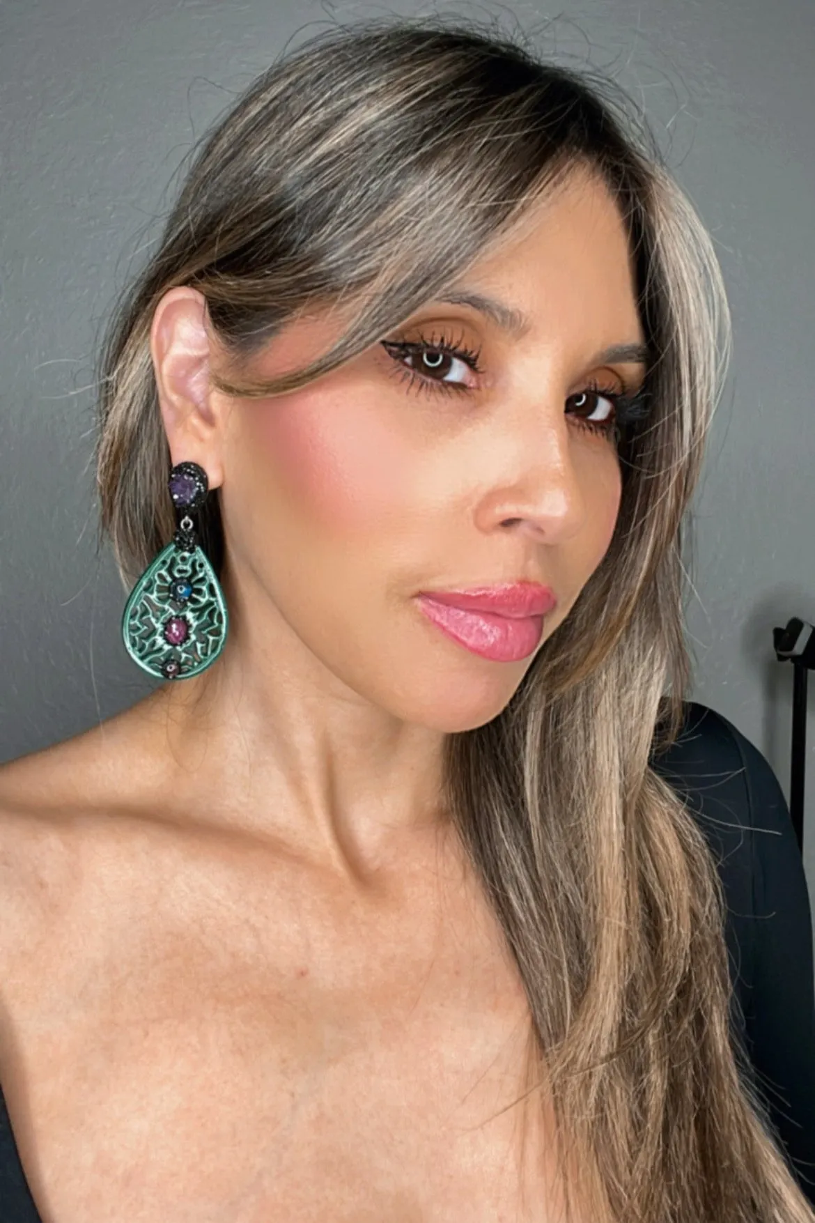 Green Teardrop Gemstone Earring