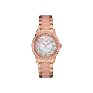 Guess Ladies Watch IP Rose Gold With Mother of Pearl Dial