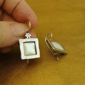 Hadar Designers earrings MOP mother of pearl sterling silver handmade art (ms) y