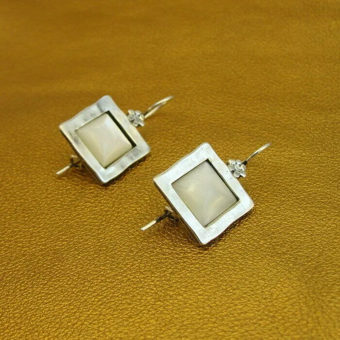 Hadar Designers earrings MOP mother of pearl sterling silver handmade art (ms) y