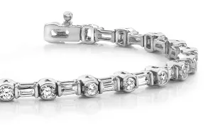 Half Bezel And Channel Set Diamond Bracelet with 3.00 ct.(finished) 3.5x1.5mm, 2.5mm