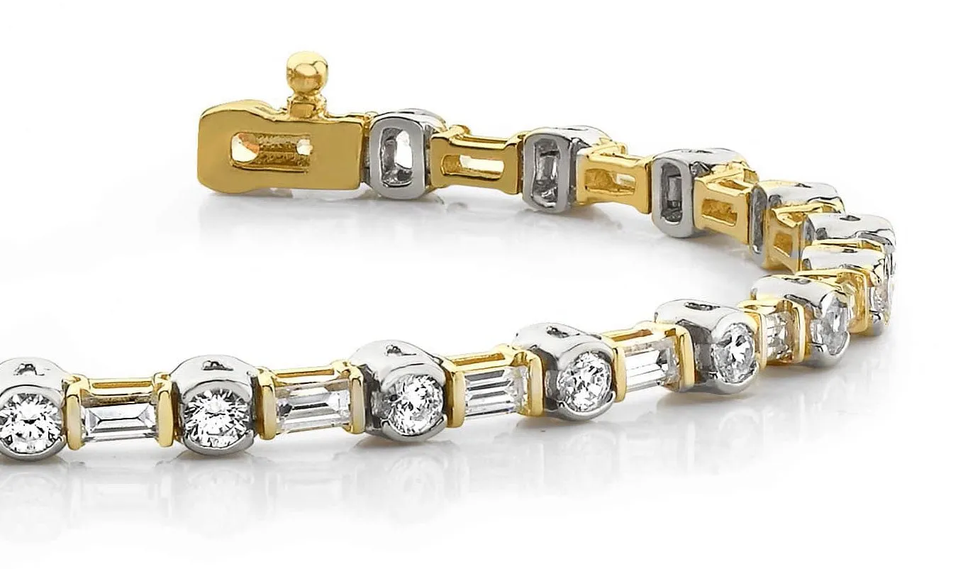 Half Bezel And Channel Set Diamond Bracelet with 5.04 ct.(finished) 4x2mm, 3mm