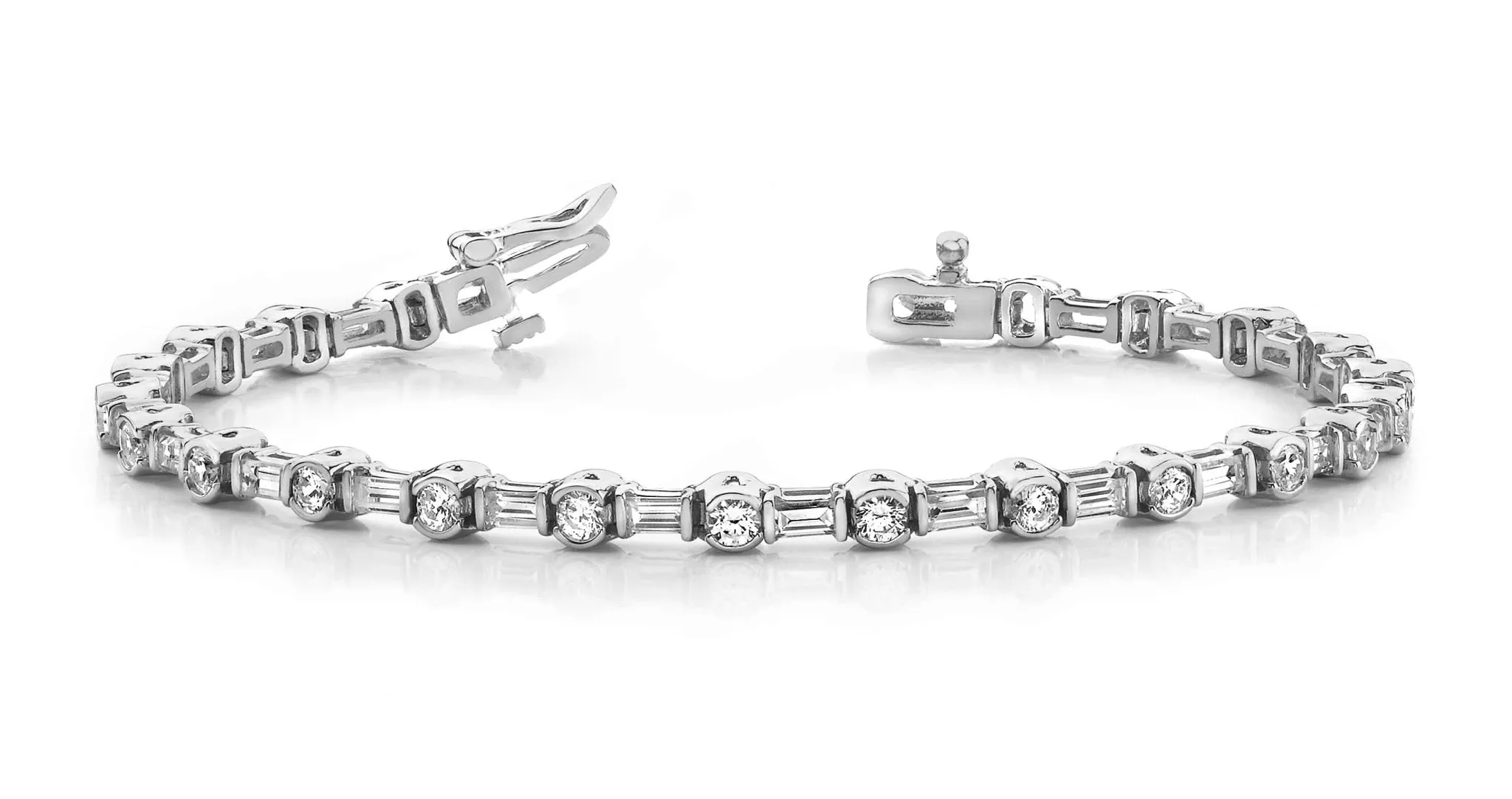 Half Bezel And Channel Set Diamond Bracelet with 5.04 ct.(finished) 4x2mm, 3mm