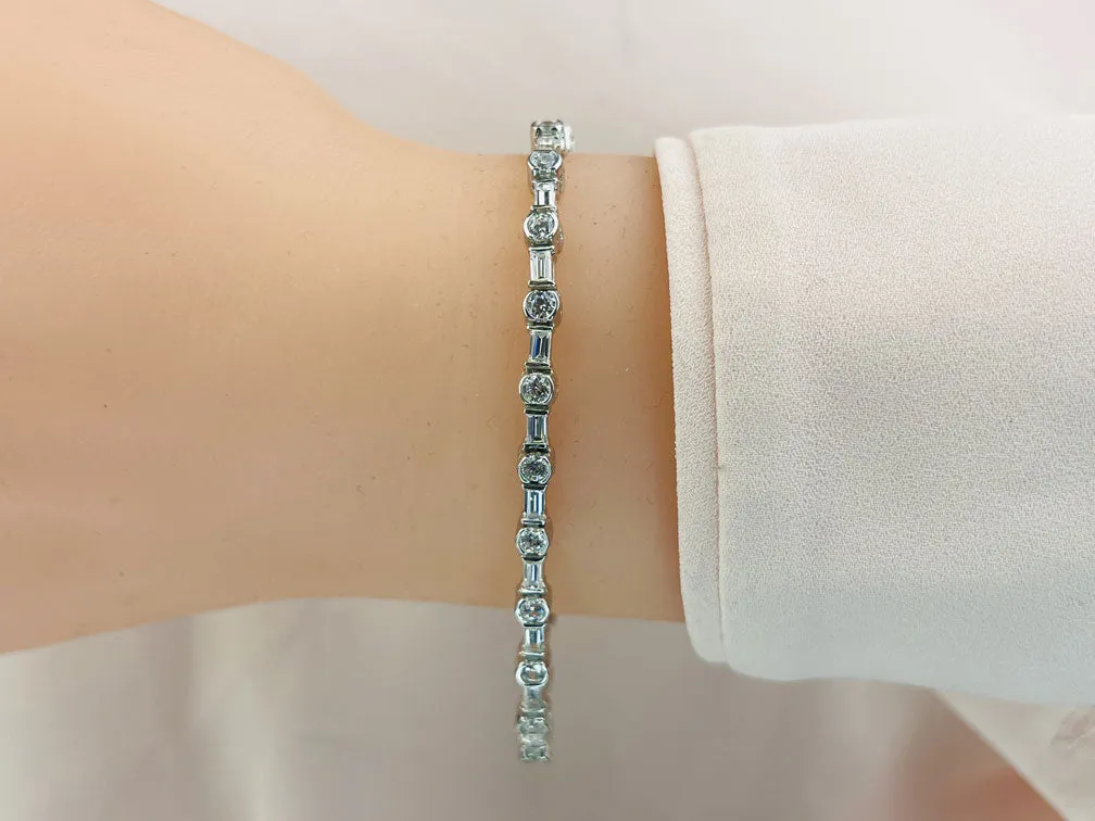 Half Bezel And Channel Set Diamond Bracelet with 5.04 ct.(finished) 4x2mm, 3mm