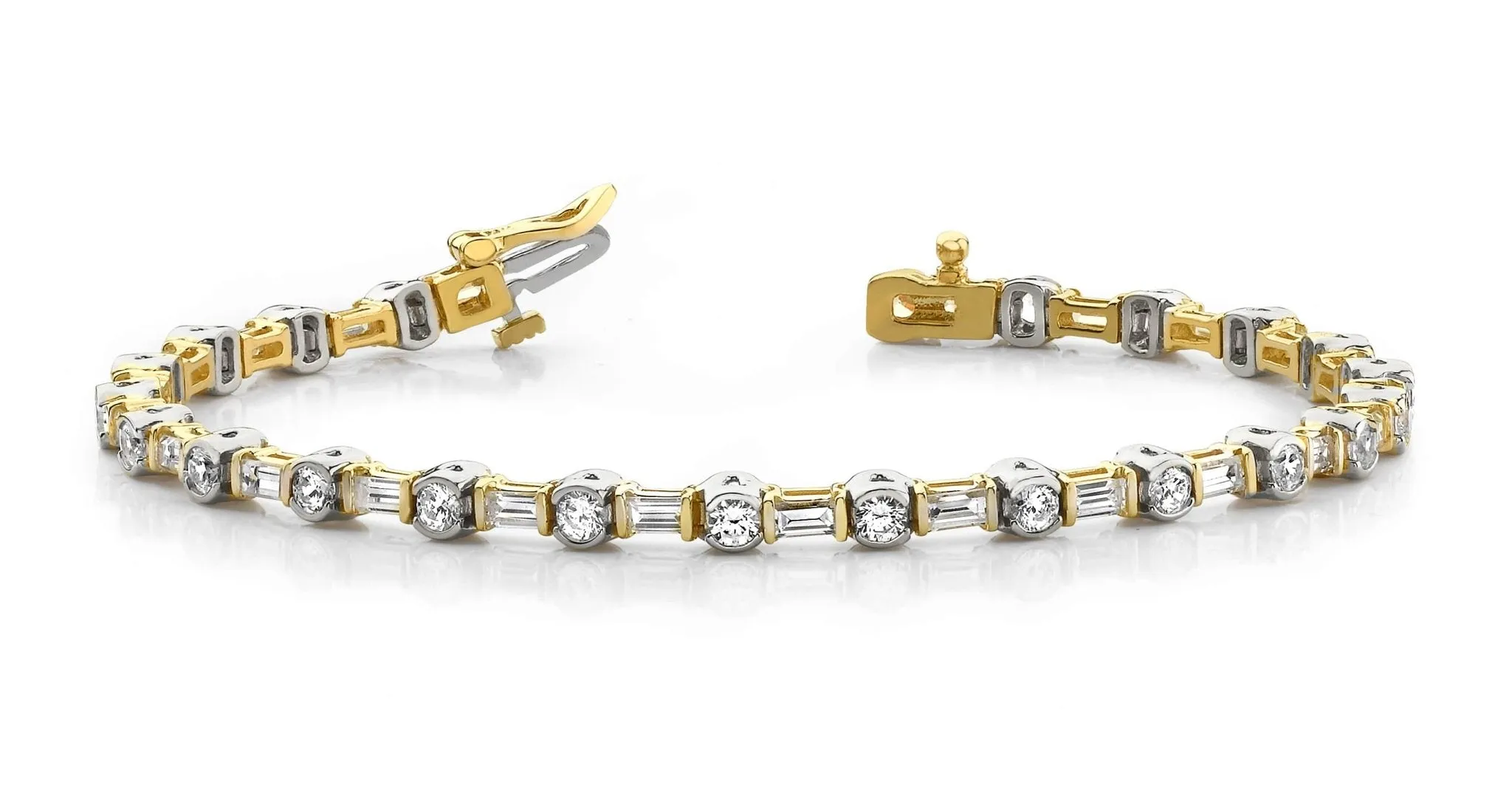 Half Bezel And Channel Set Diamond Bracelet with 5.04 ct.(finished) 4x2mm, 3mm