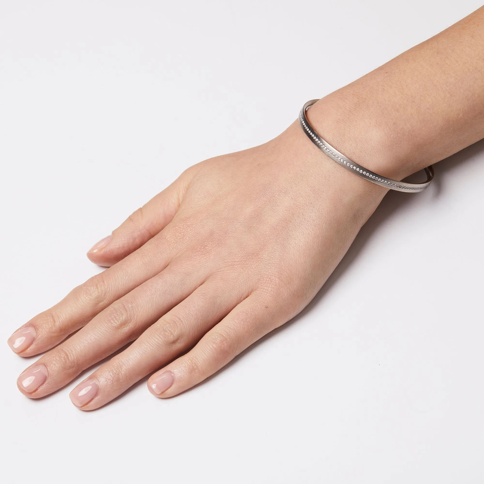 Half Moon "Meridian" Diamond Bangle in 18K Alpine Gold- 4mm