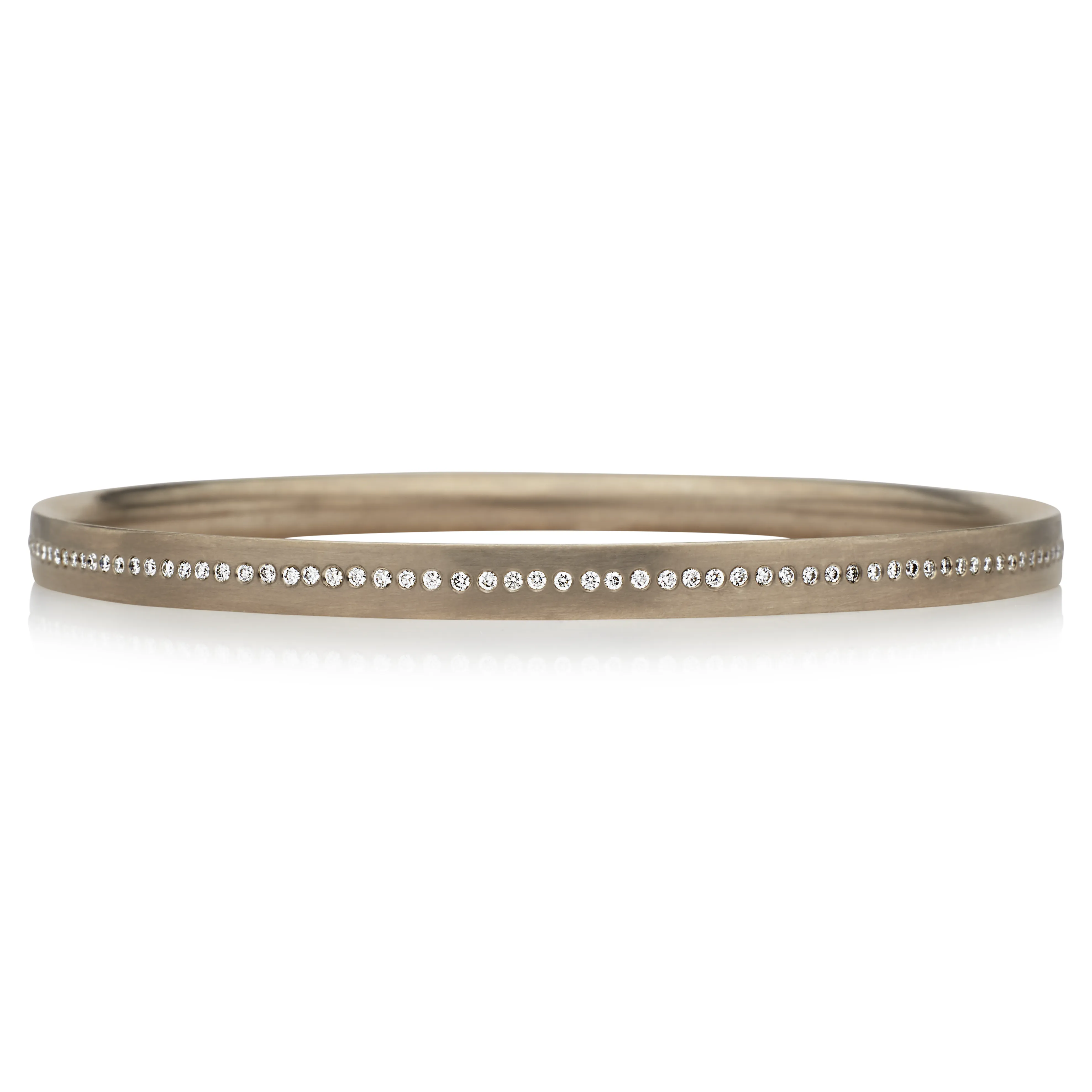 Half Moon "Meridian" Diamond Bangle in 18K Alpine Gold- 4mm
