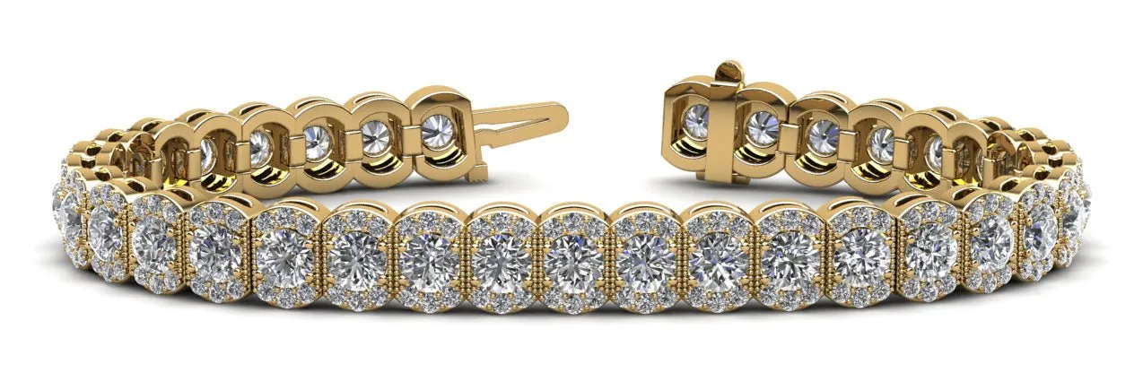 Halo Vintage Diamond Bracelet with 9.10 ct.(finished) 1.3mm, 3.75mm