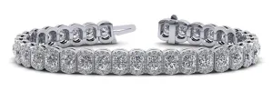 Halo Vintage Diamond Bracelet with 9.10 ct.(finished) 1.3mm, 3.75mm