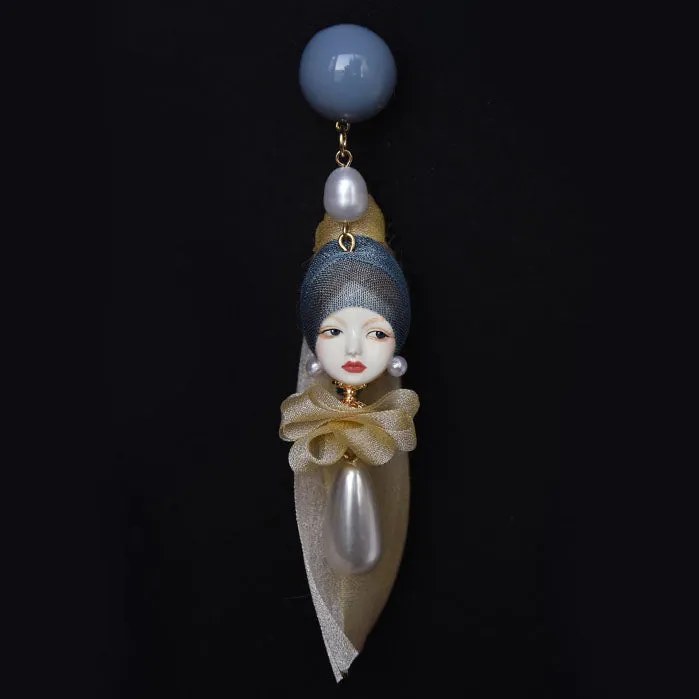 Handcrafted Clay “The Girl with a Pearl Earring”Earrings
