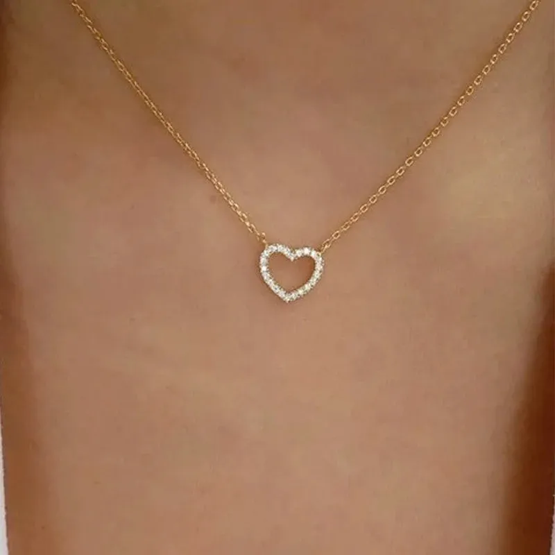 Harajaku Fashion Women Pendant Necklaces Double Link Chain Metal Black Heart Grunge Necklace Party Grunge Jewelry Gift