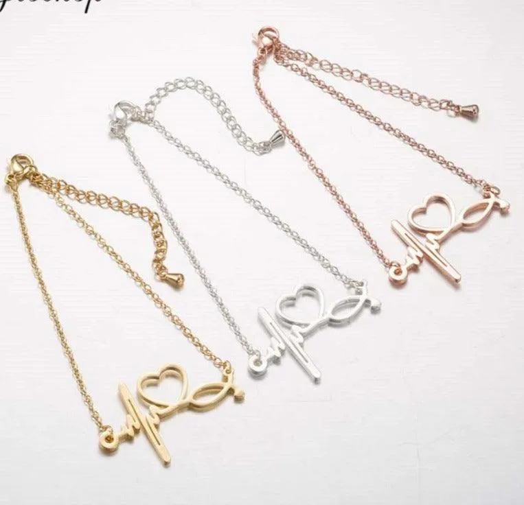 Heartbeat Cardiogram Stethoscope Women Bracelet