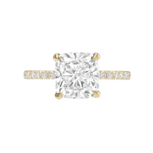 HIDDEN HALO SOLITAIRE ENGAGEMENT RING WITH DIAMOND BAND