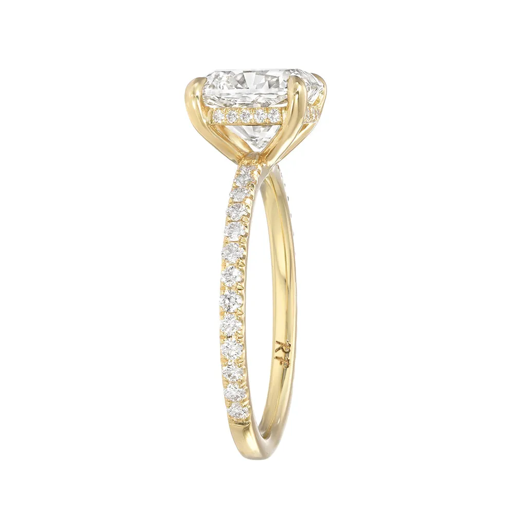 HIDDEN HALO SOLITAIRE ENGAGEMENT RING WITH DIAMOND BAND