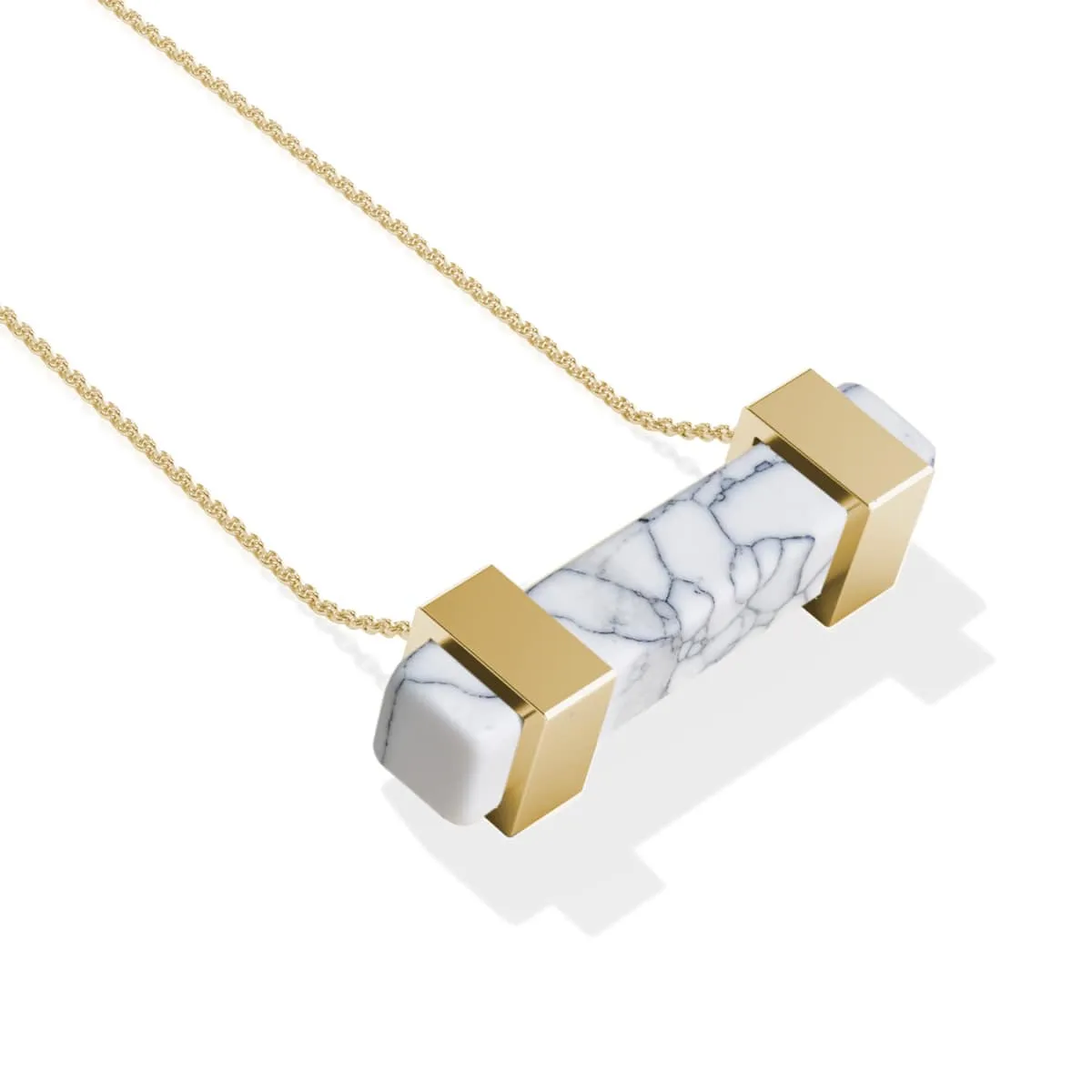 Howlite | Gold | Gemstone Bar Necklace