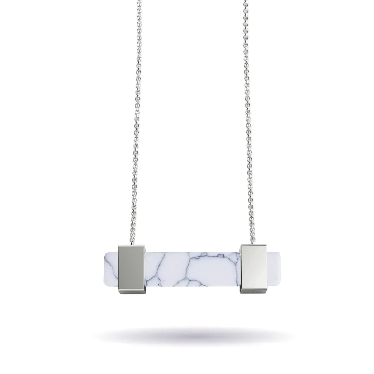 Howlite | Silver | Gemstone Bar Necklace
