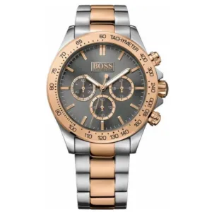 Hugo Boss Mens Ikon Two-Tone Rose Gold Silver Watch 1513339
