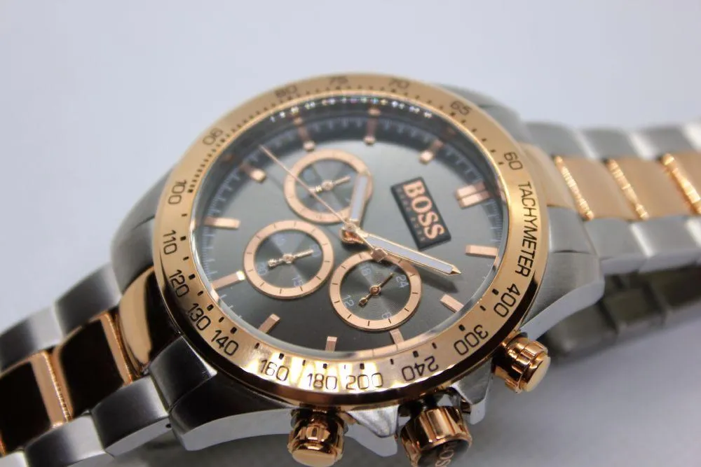 Hugo Boss Mens Ikon Two-Tone Rose Gold Silver Watch 1513339