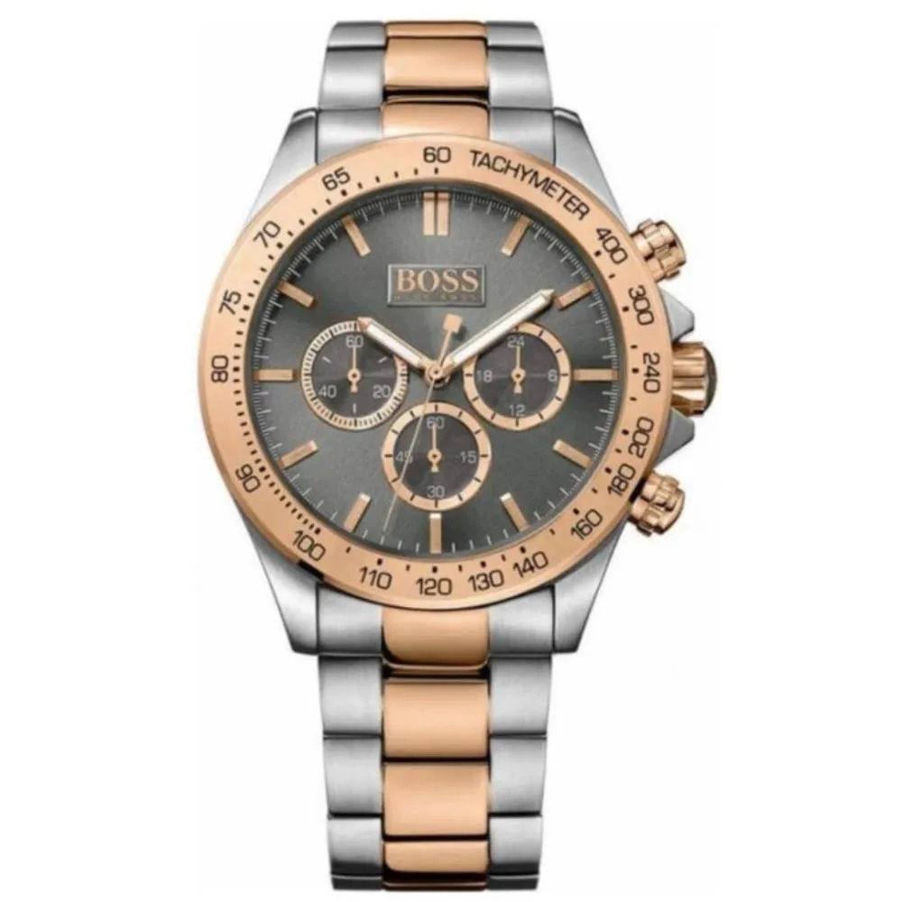 Hugo Boss Mens Ikon Two-Tone Rose Gold Silver Watch 1513339