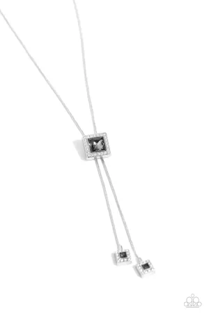 I Solemnly SQUARE - Silver - Square Cut Gem Paparazzi Bolo Necklace