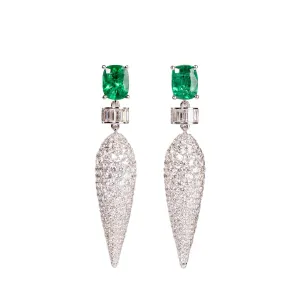 Icicle Diamond & Emerald Drop Earrings