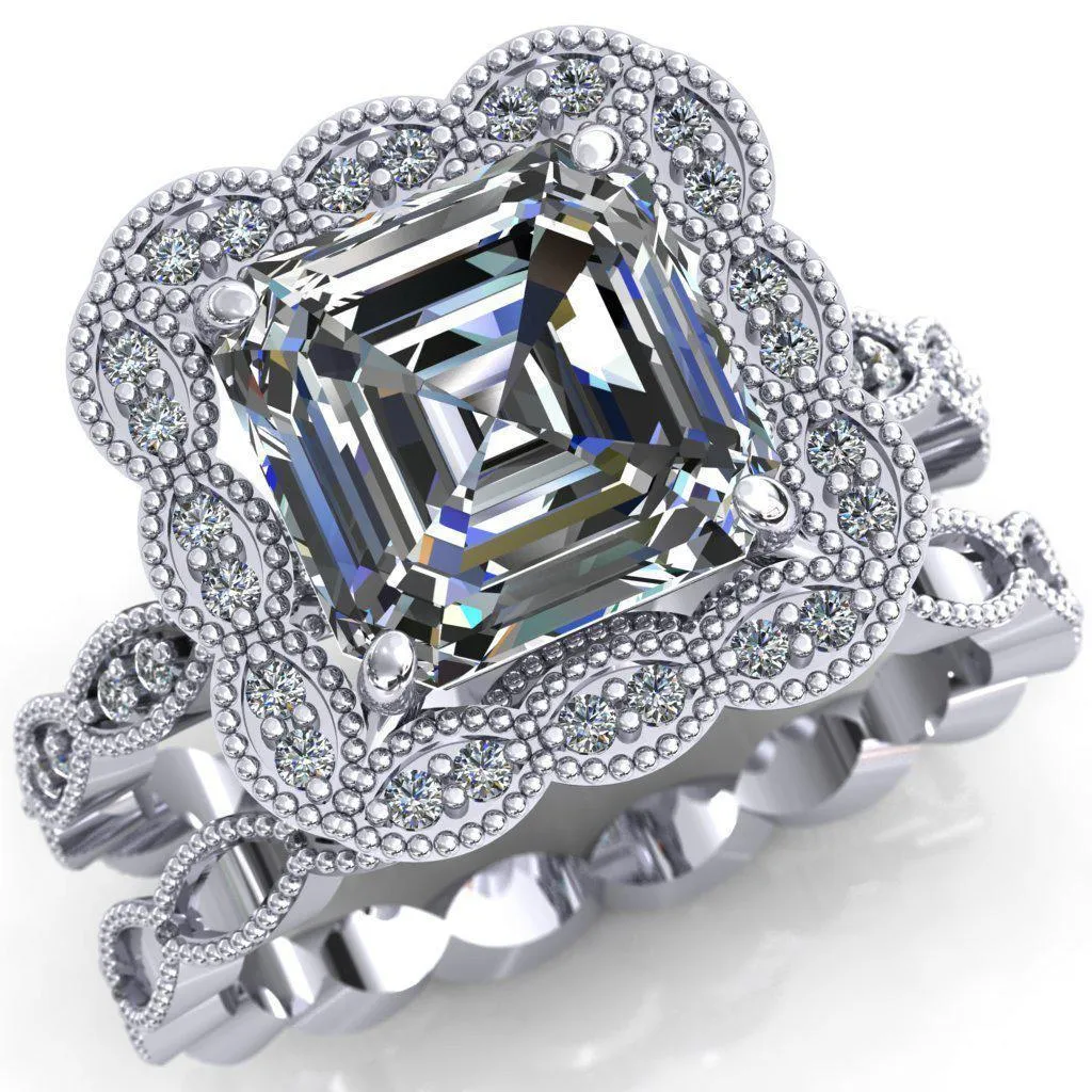 Ingrid Asscher Moissanite Calysta Halo Ring