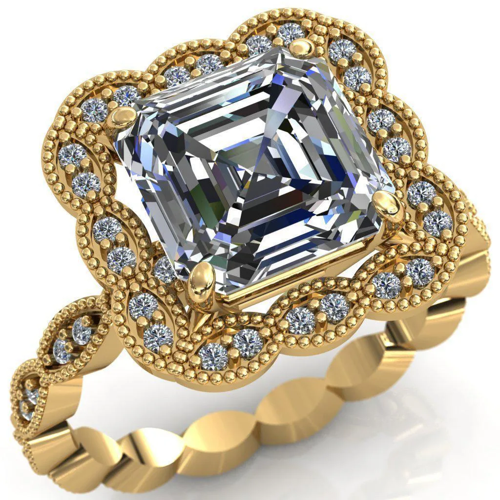 Ingrid Asscher Moissanite Calysta Halo Ring