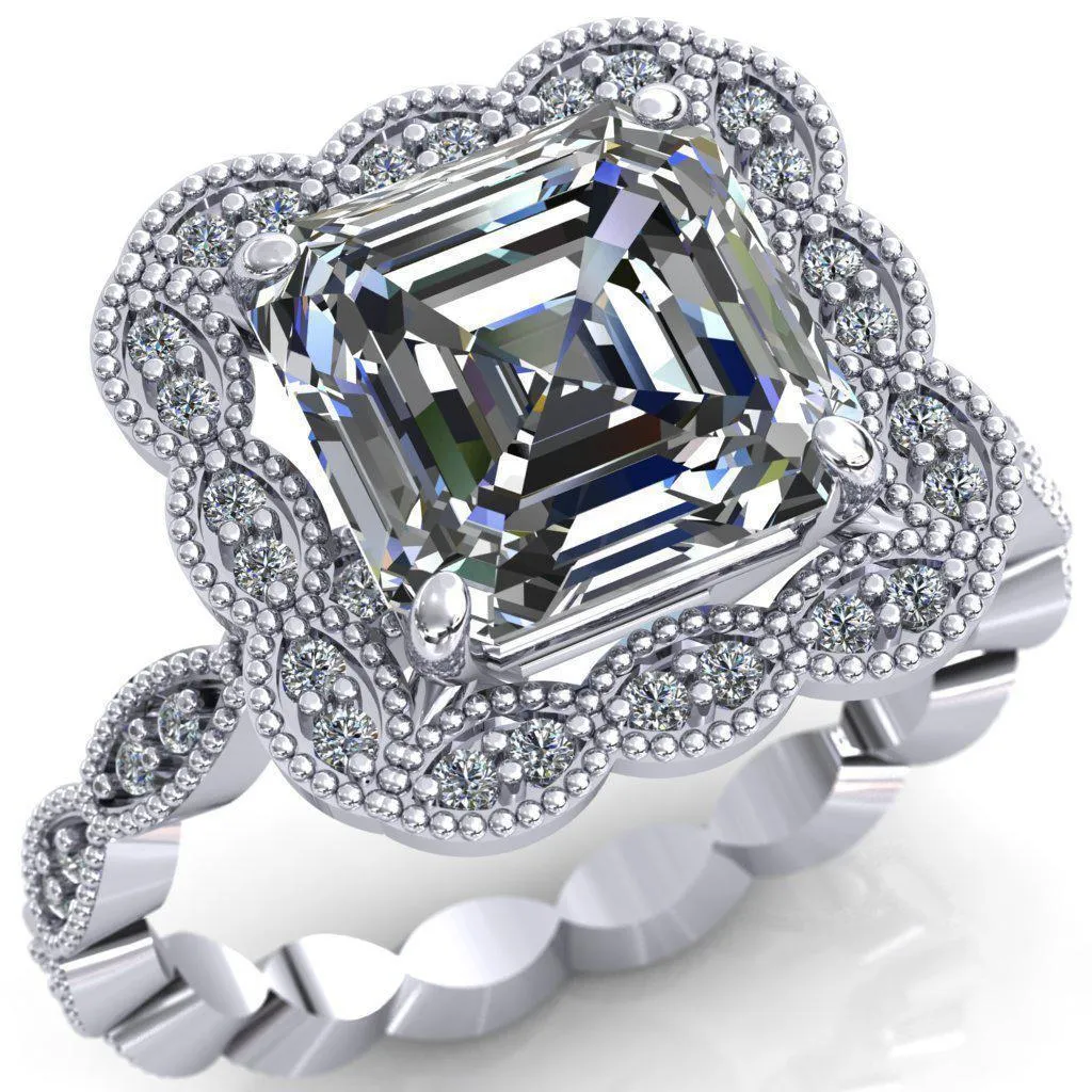 Ingrid Asscher Moissanite Calysta Halo Ring