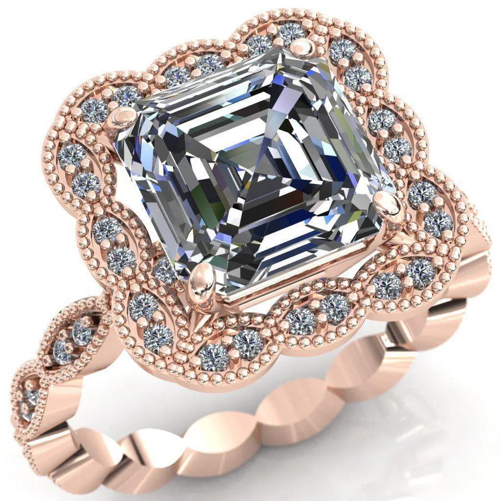 Ingrid Asscher Moissanite Calysta Halo Ring