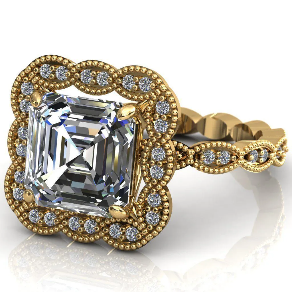 Ingrid Asscher Moissanite Calysta Halo Ring