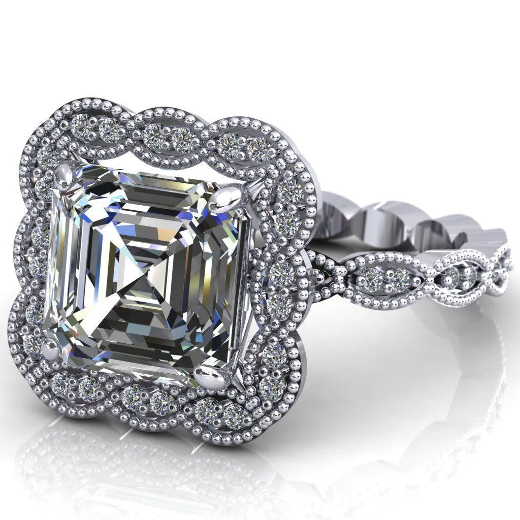 Ingrid Asscher Moissanite Calysta Halo Ring