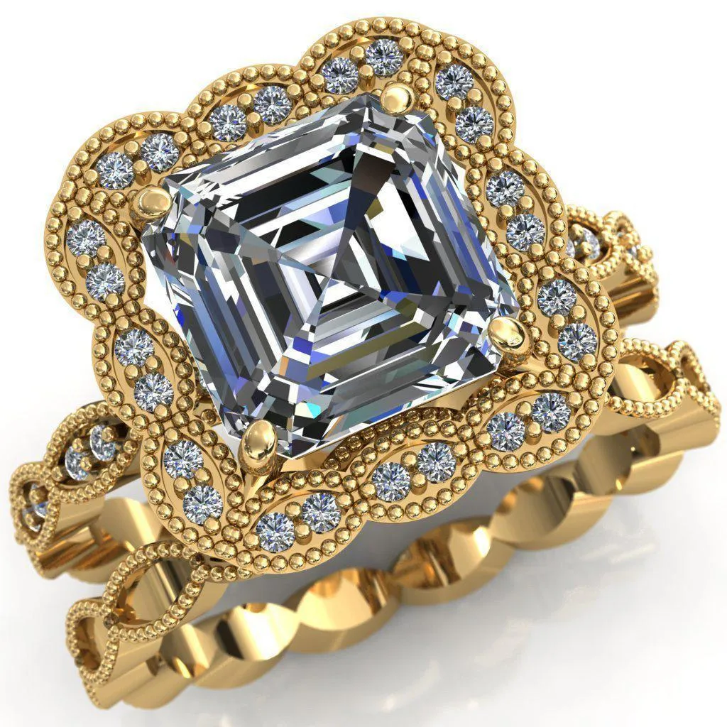 Ingrid Asscher Moissanite Calysta Halo Ring