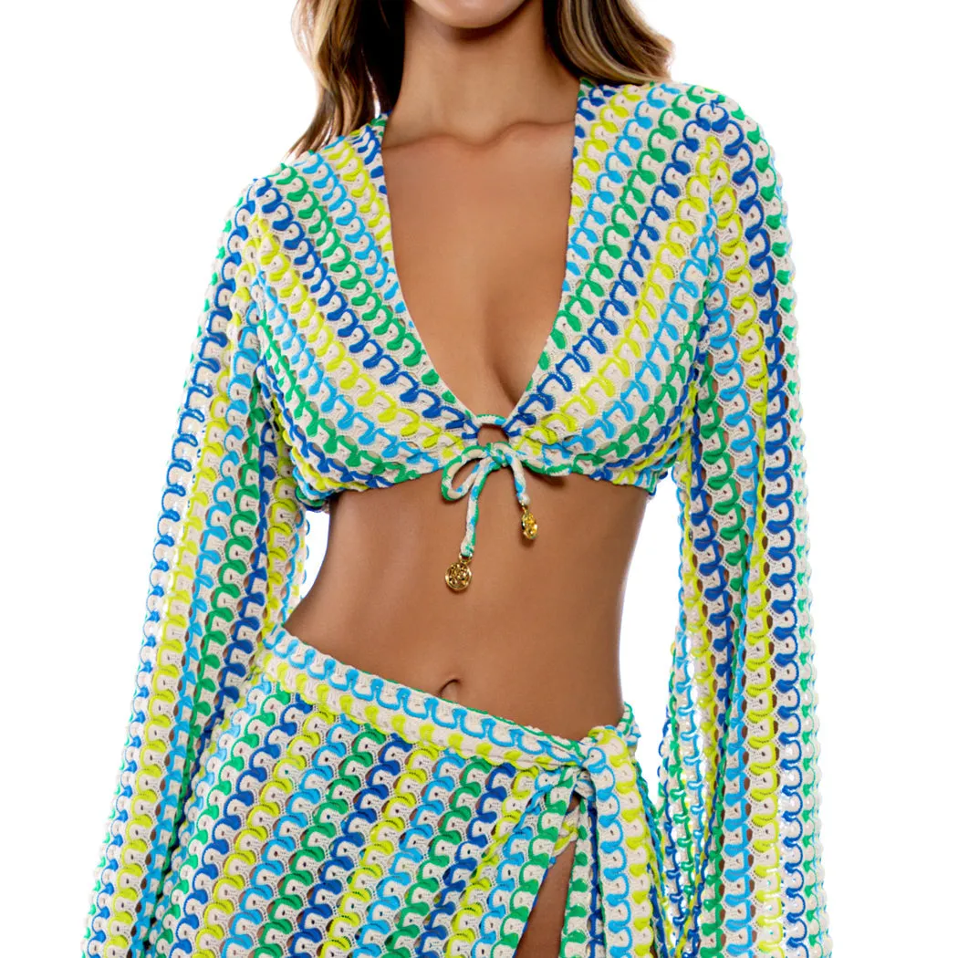 ISLAND BLUES - Bell Sleeve Crop Top