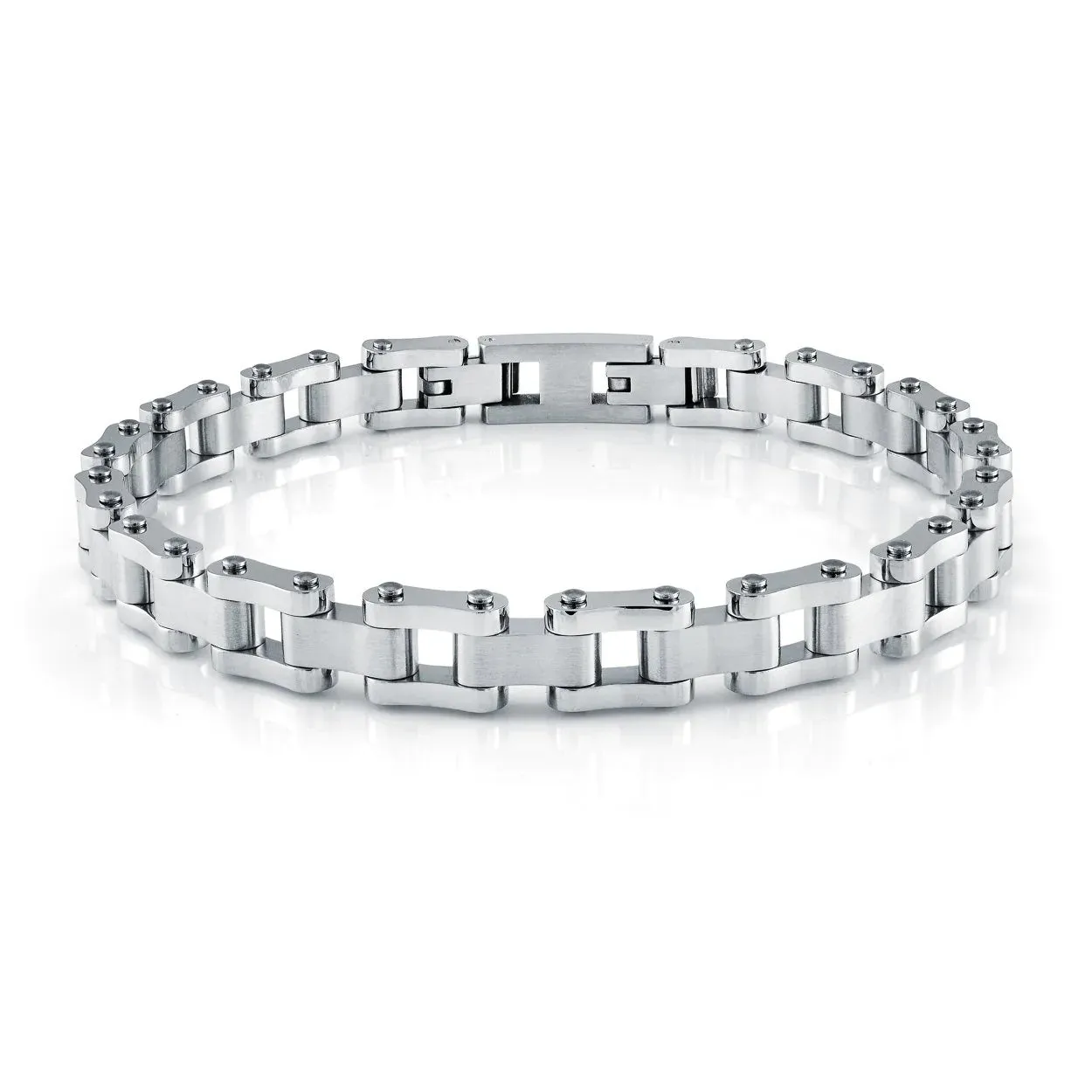 Italgem Stainless Steel (9mm) Bike Link Brushed Bracelet 8.5"