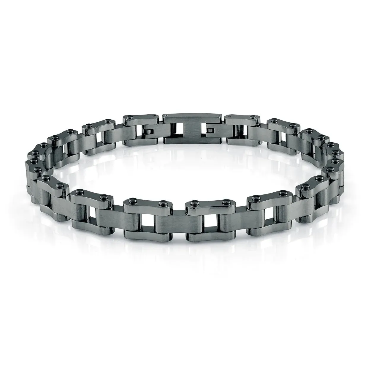 Italgem Stainless Steel (9mm) Bike Link Brushed Bracelet 8.5"