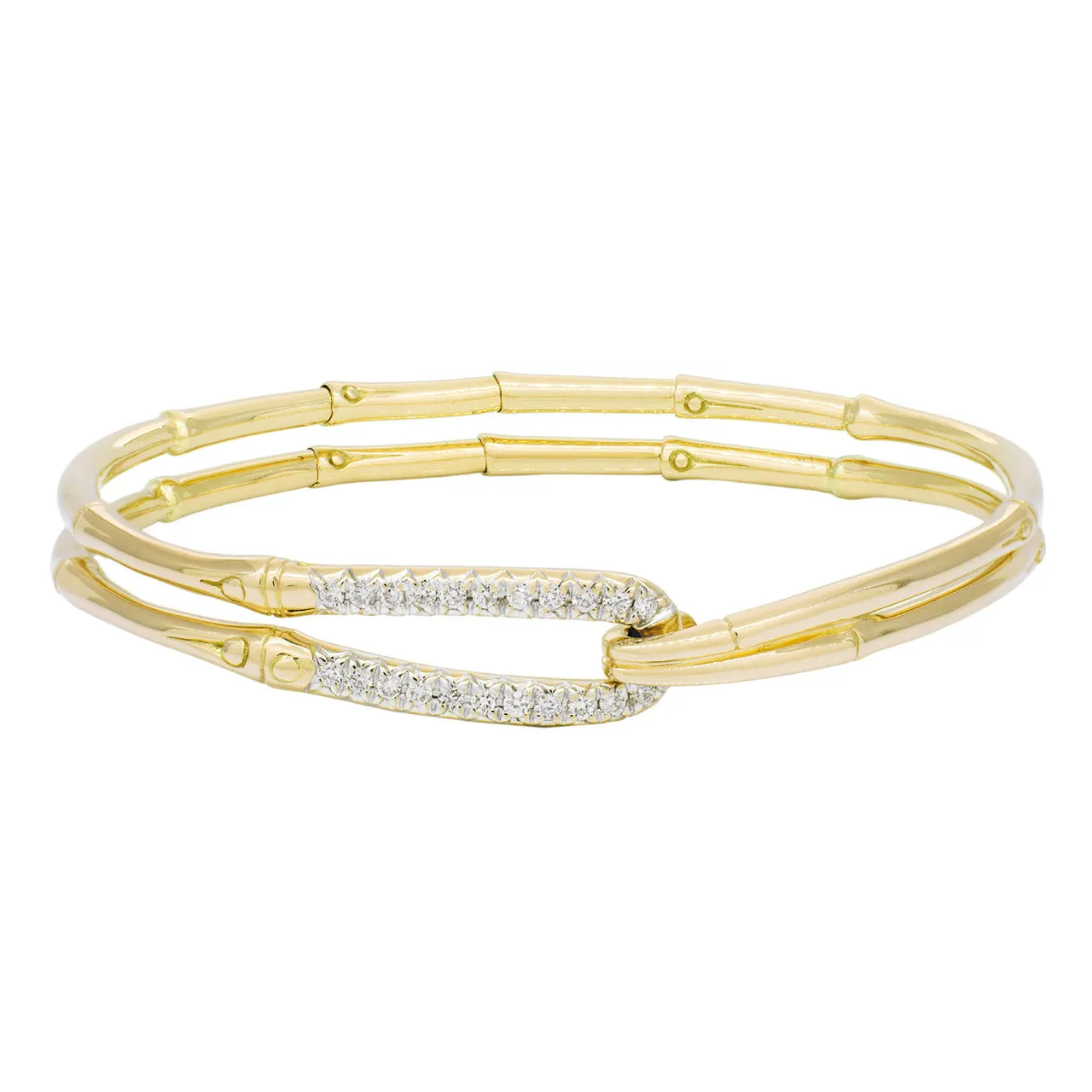 John Hardy 18K Diamond Bamboo Flex Hook Bracelet