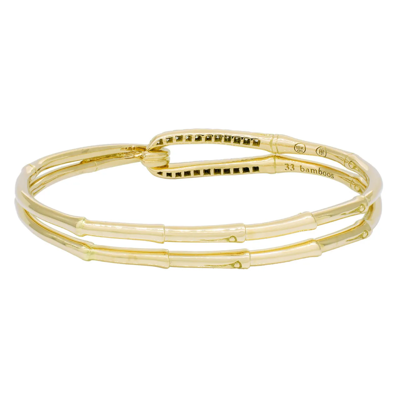 John Hardy 18K Diamond Bamboo Flex Hook Bracelet