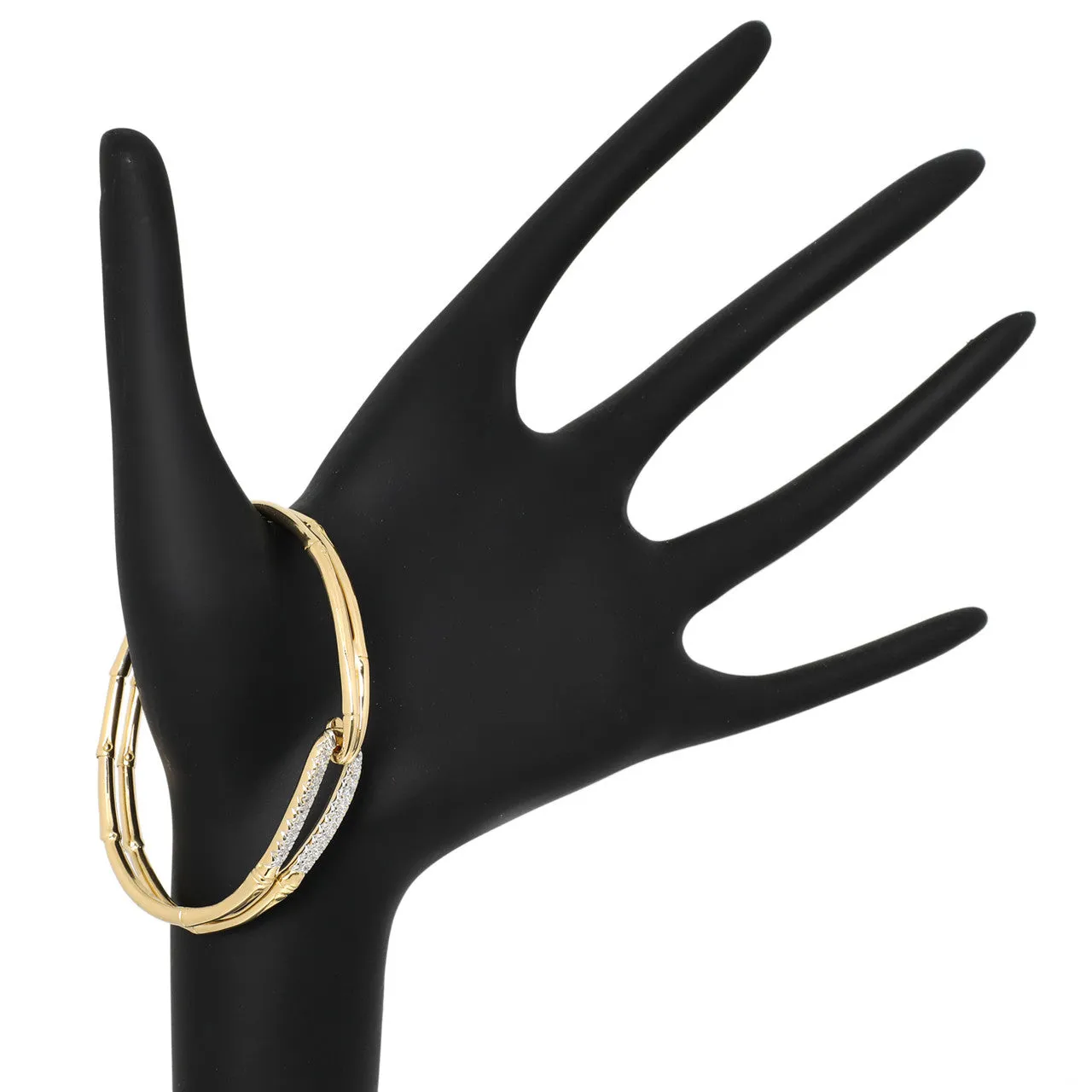 John Hardy 18K Diamond Bamboo Flex Hook Bracelet