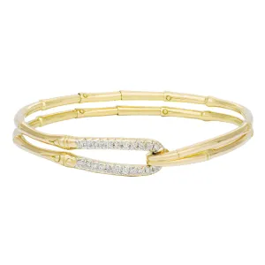 John Hardy 18K Diamond Bamboo Flex Hook Bracelet