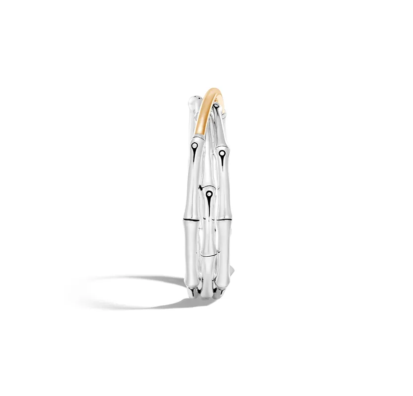 John Hardy Bamboo Sterling Silver and Yellow Gold Crossover Cuff