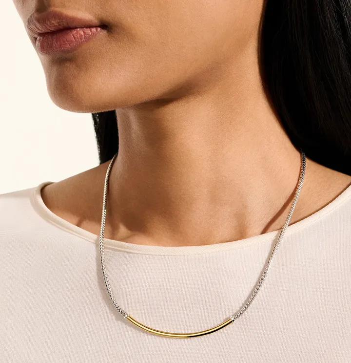 John Hardy Essentials Mixed Metals Smiley Bar Necklace