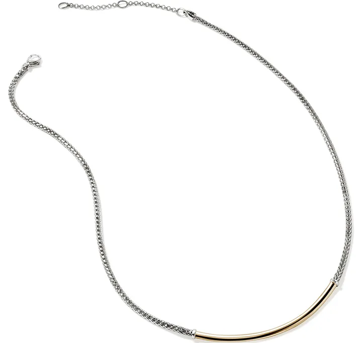 John Hardy Essentials Mixed Metals Smiley Bar Necklace