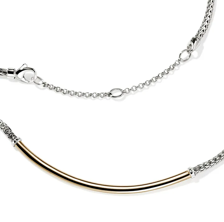John Hardy Essentials Mixed Metals Smiley Bar Necklace