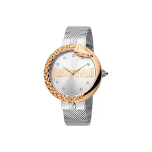 Just CavalliÂ  LadiesÂ  Watch Silver/Rose Gold Case With Mesh Bracelet