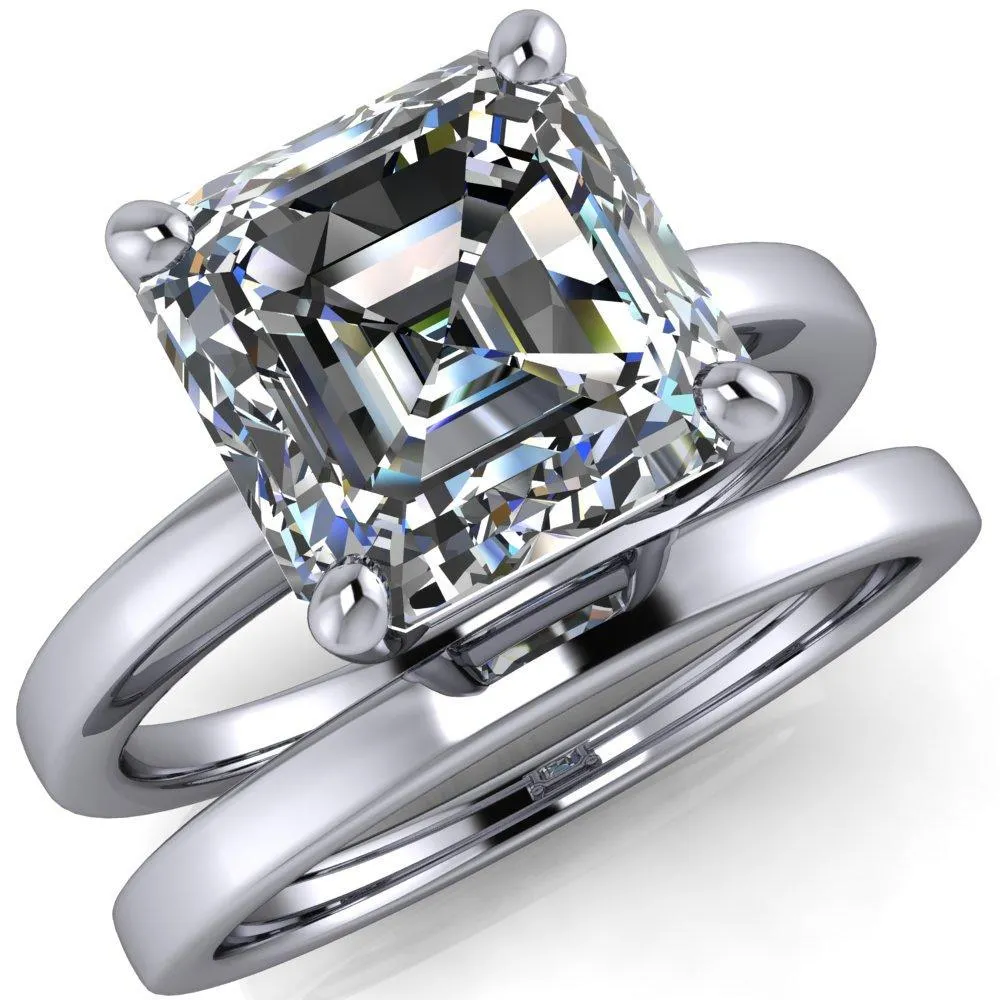 Keegan Asscher Moissanite 4 Prong Engagement Ring