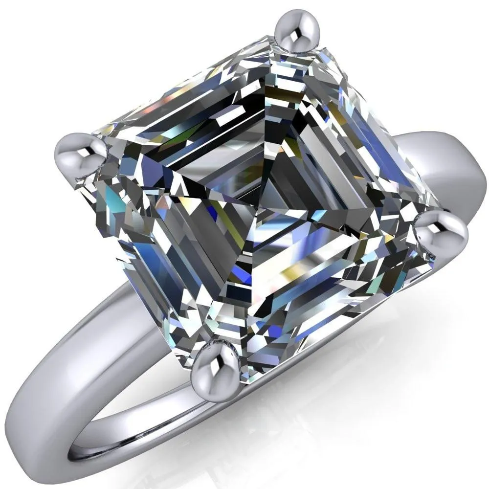 Keegan Asscher Moissanite 4 Prong Engagement Ring