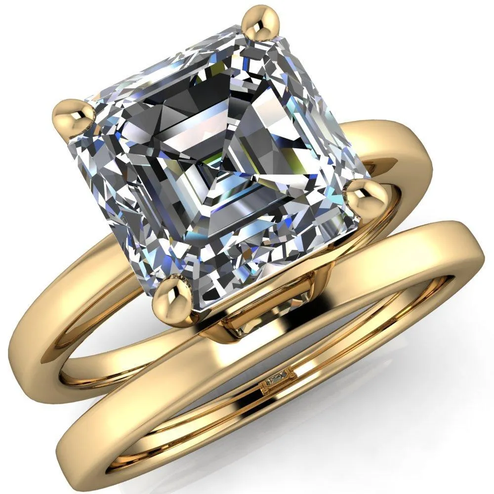 Keegan Asscher Moissanite 4 Prong Engagement Ring