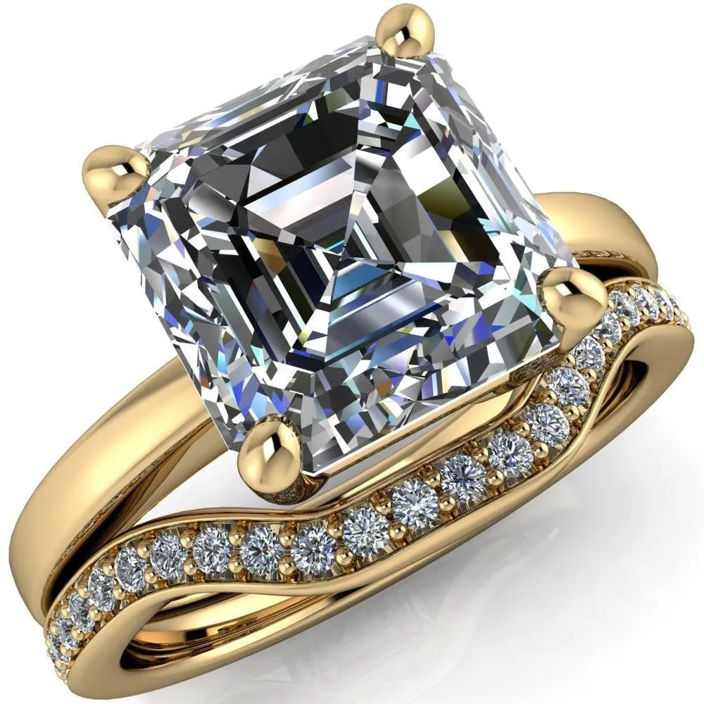 Keegan Asscher Moissanite 4 Prong Engagement Ring