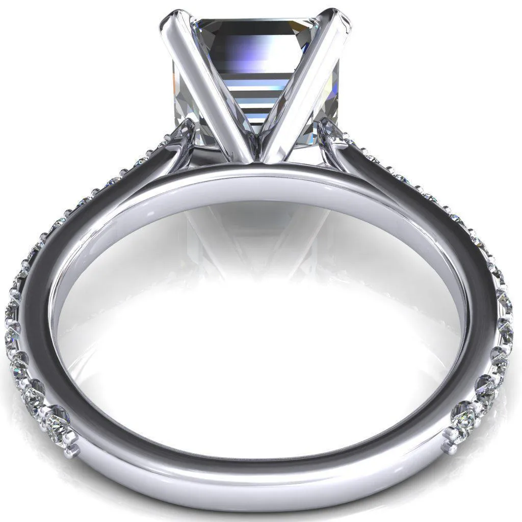 Kelsy Asscher Moissanite 4 Prong 3/4 Shared Scalloped Inverted Cathedral Ring